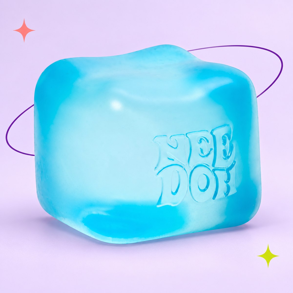 NeeDoh Nice Cube on a lavender background